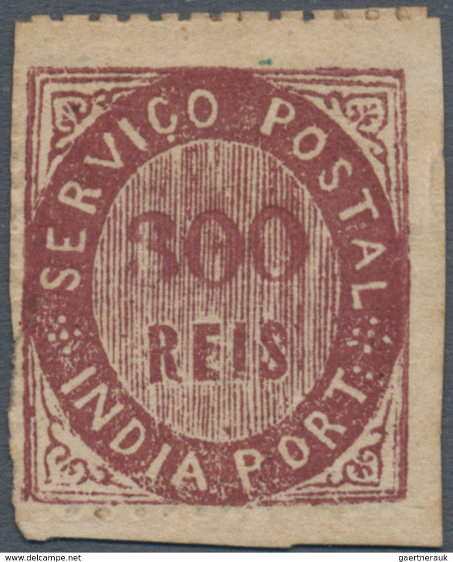 00424 Portugiesisch-Indien: 1871, Type II, 300 R. Violet On Thick Paper, Unused No Gum, Scissor Separation - India Portoghese