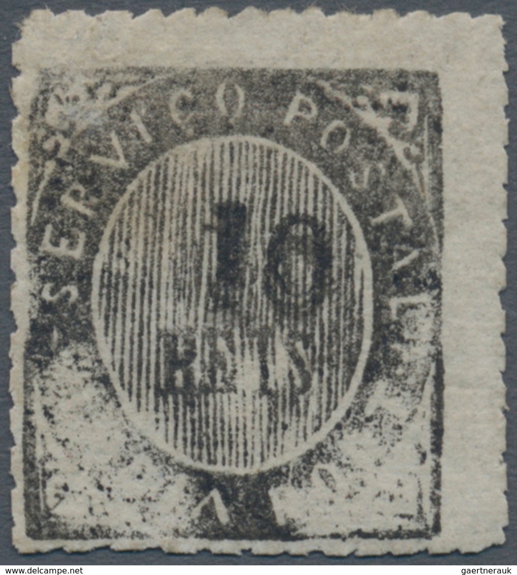 00427 Portugiesisch-Indien: 1873, Type IB, 10 R. Black, Double Impression Of Value, Unused Mounted Mint, S - Portuguese India