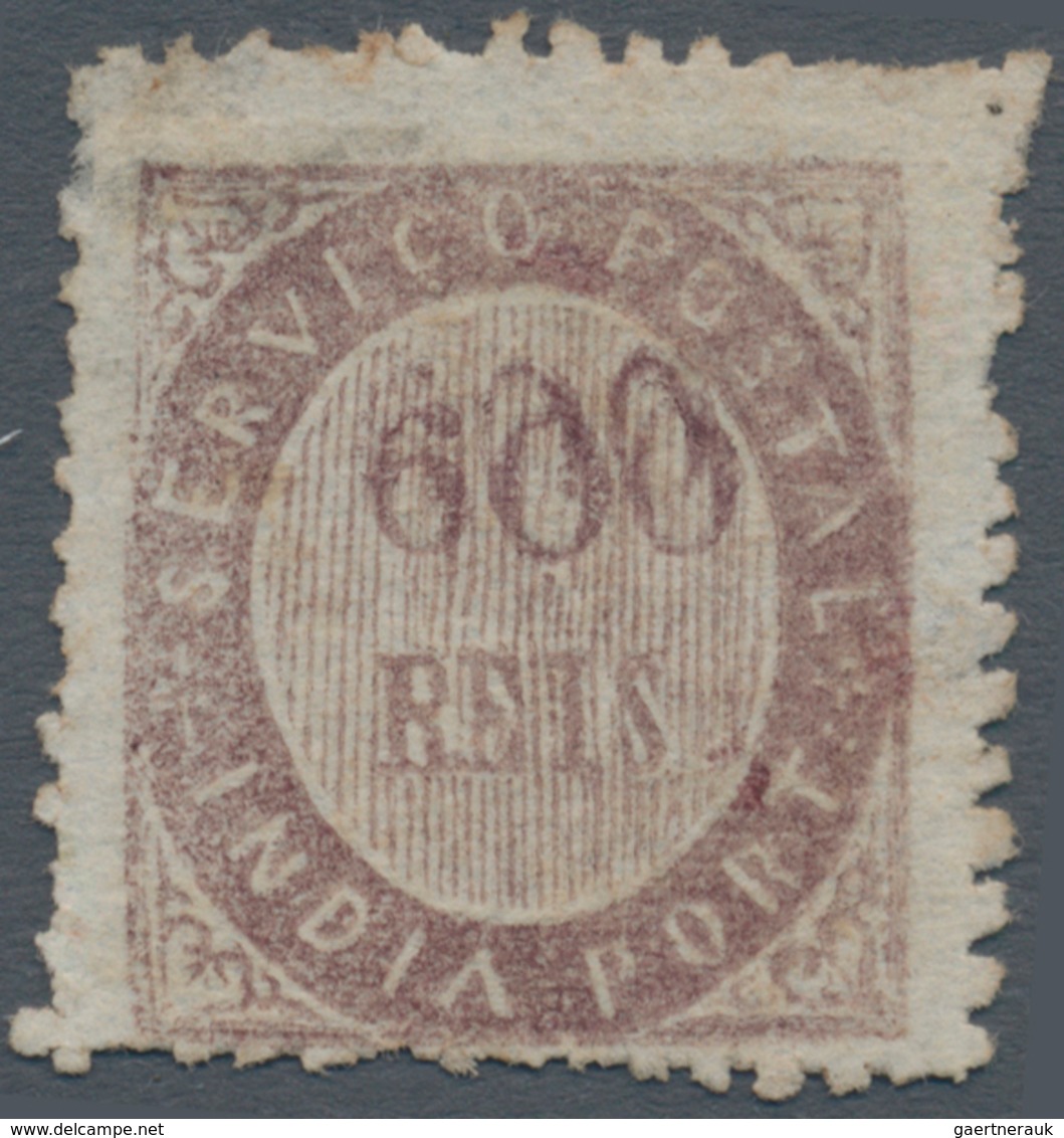 00430 Portugiesisch-Indien: 1873, Type IA, 600 R. Dark Violet, Double Impression Of Value, Unused No Gum, - Portugiesisch-Indien