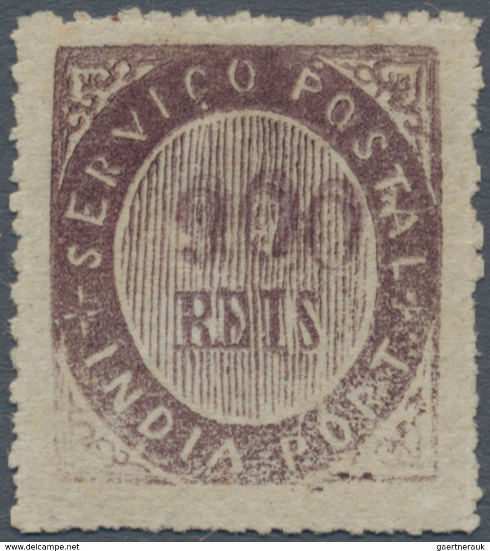 00431 Portugiesisch-Indien: 1873, Type IA, 900 R. Dark Violet, Double Impression Of Value, Unused No Gum, - Portugiesisch-Indien