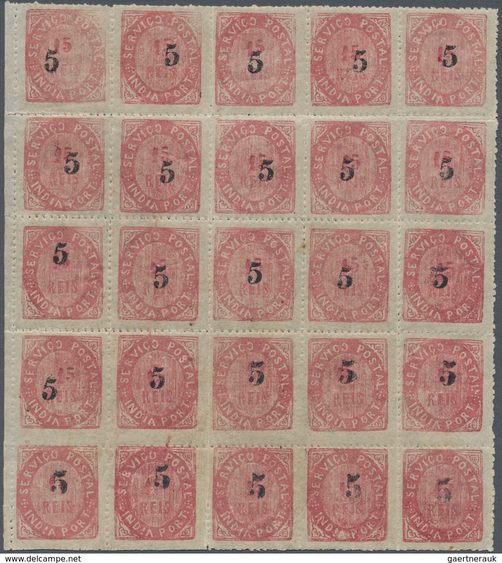 00445 Portugiesisch-Indien: 1881, Local Surcharge, 5 Rs./15 R. Carmine Type IIA, Surcharge A And B, A Left - Portugiesisch-Indien