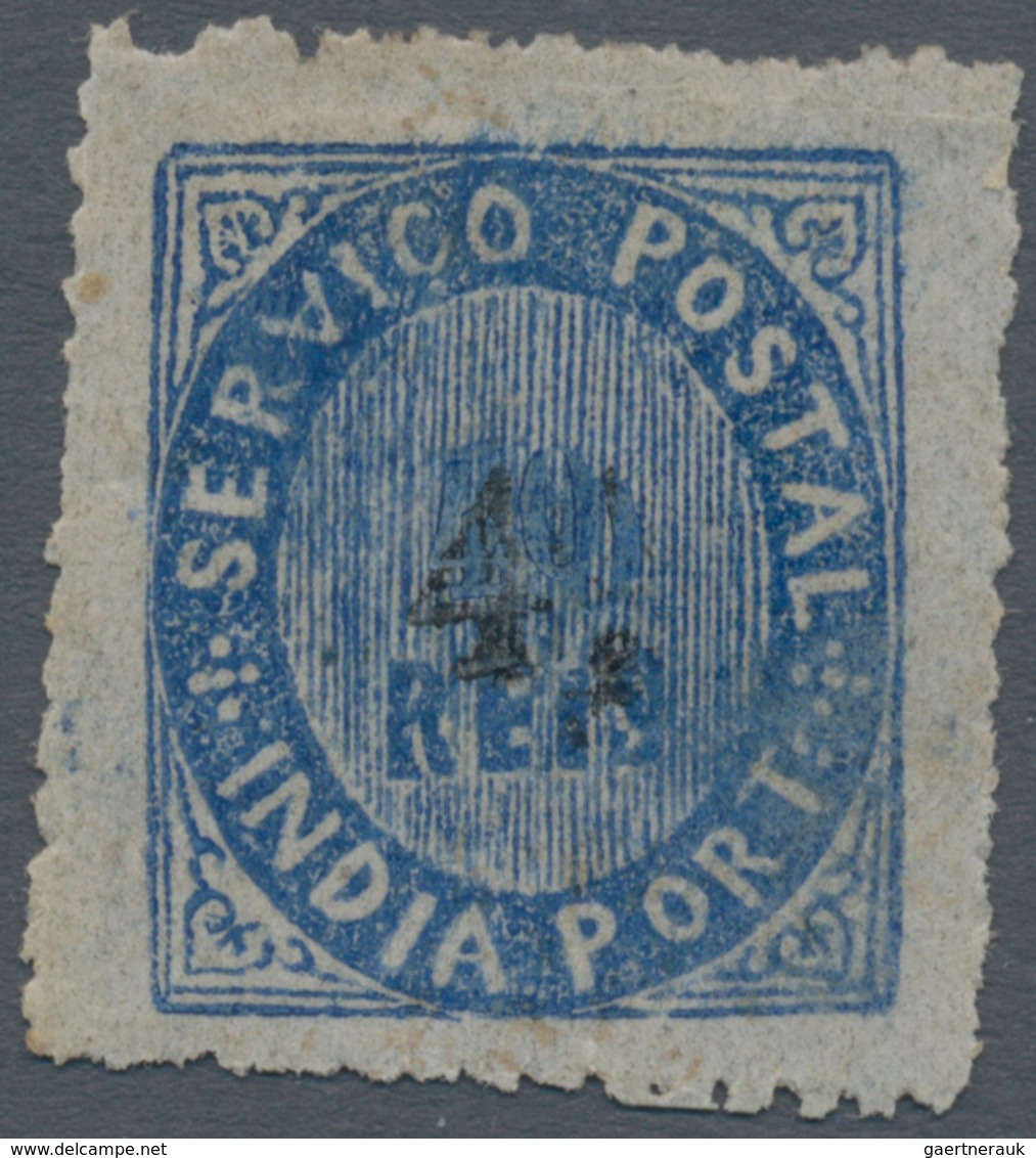 00451 Portugiesisch-Indien: 1883, Native Issues, Type IIB, 4 1/2 On 40 R. Over Primitive Surcharge Tax 40 - Portugiesisch-Indien