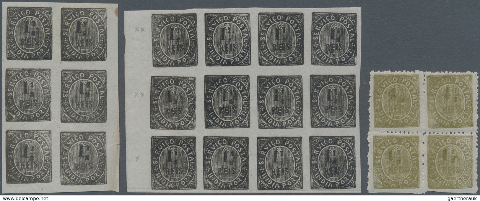 00452 Portugiesisch-Indien: 1883, Native Issues, Mint Selection: 4 1 /2 On 40 R. Blue Pair Type IIB (MF123 - Portuguese India