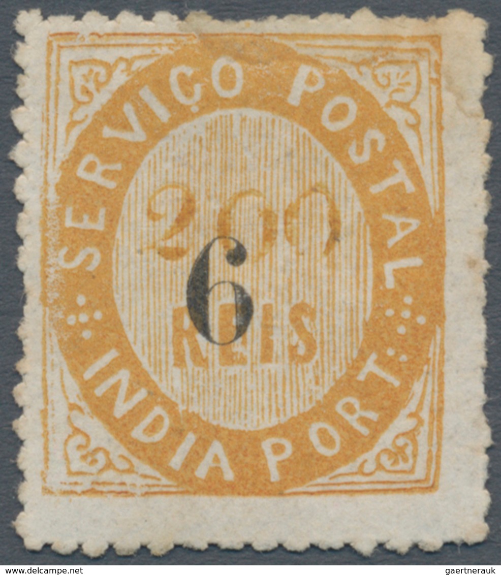 00453 Portugiesisch-Indien: 1883, Local Currency, Error Surcharge "6" On 200 R. Ocre Thick Paper, Unused M - Portugiesisch-Indien