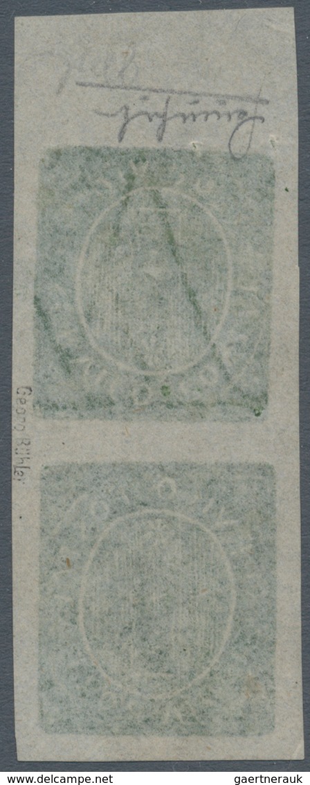 00455 Portugiesisch-Indien: 1883, Local Currency 6 R. Green Type IIID, Vertical Tete Beche Top Margin Pair - Portuguese India