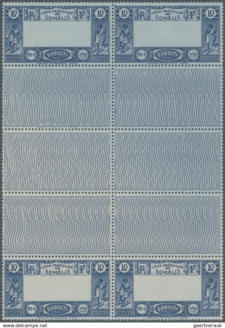 00481 Dschibuti: 1938, Definitives "Views Of Djibouti", 10fr. Showing Variety "Missing Centre", Gutter Blo - Gibuti (1977-...)