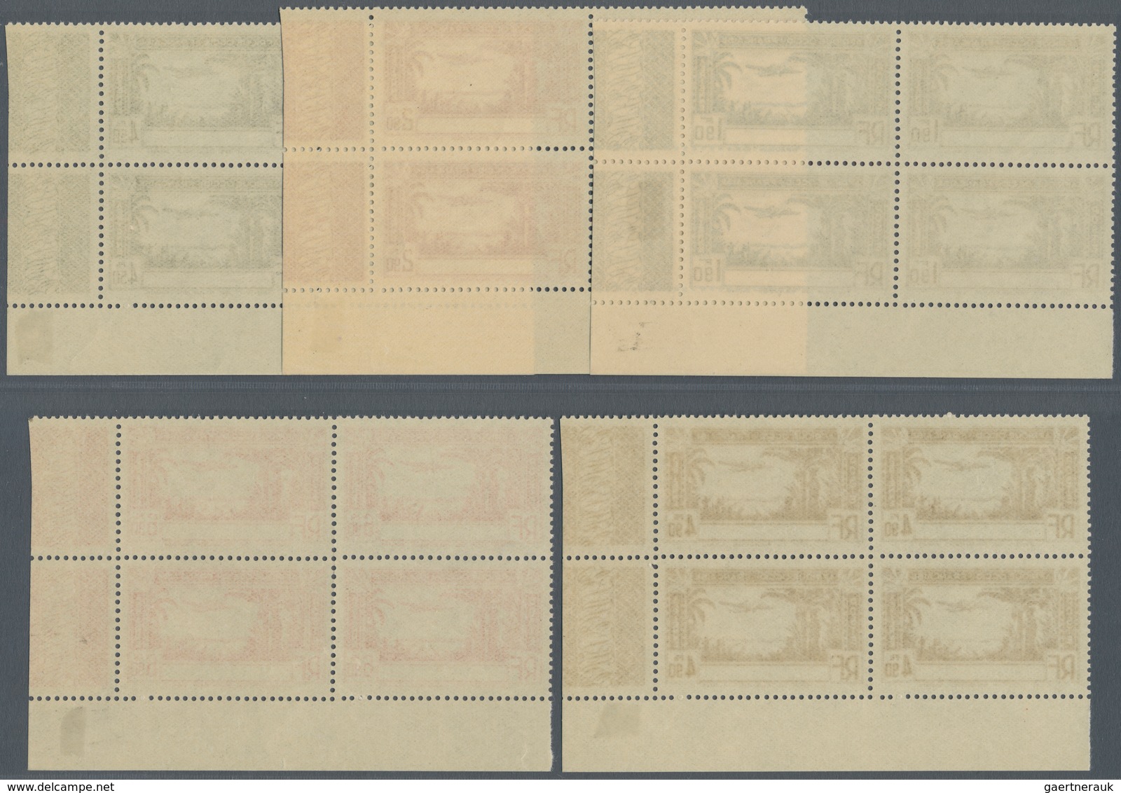 00482 Elfenbeinküste: 1940, Complete Set Airmail Stamps Without Imprint "Cote D'Ivoire" At Bottom, Corner - Covers & Documents