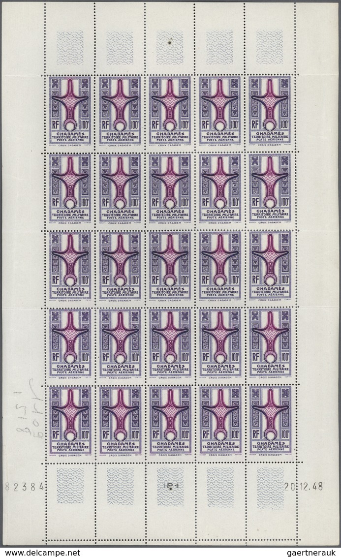 00486 Ghadames: 1949, Cross Of Agadem, 100fr. Lilac/rose, Error Of Colour, Complete (folded) Sheet Of 25 S - Autres & Non Classés