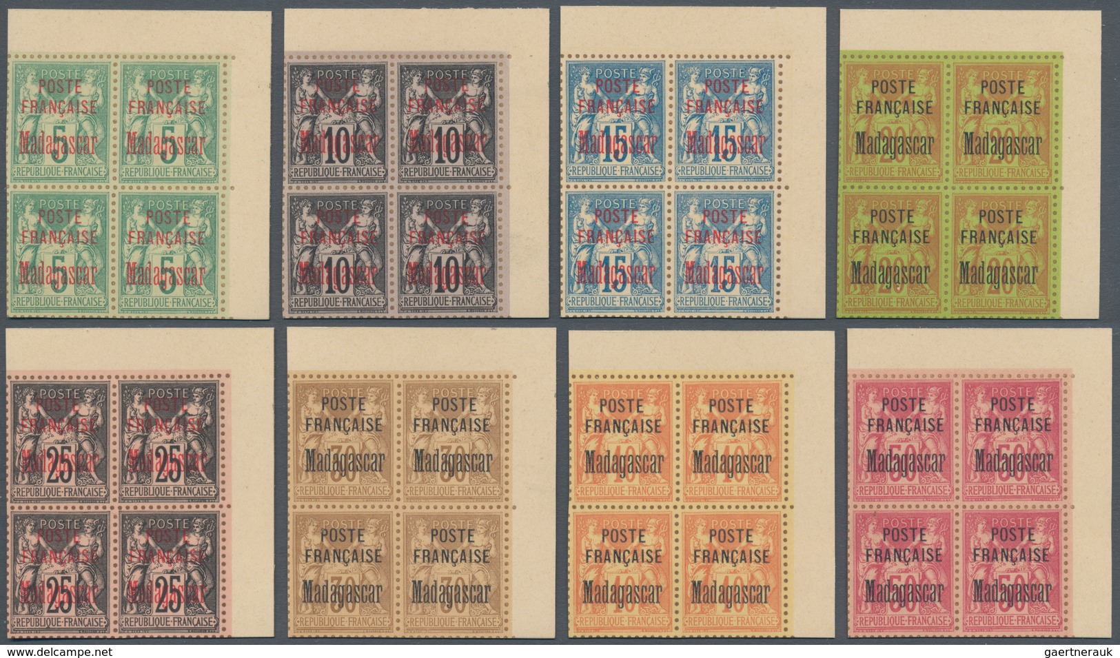 00487 Madagaskar: 1895, Complete Serie Of Definitives From 5 C To 5 F Together With Unissed 20 C Red/green - Andere & Zonder Classificatie