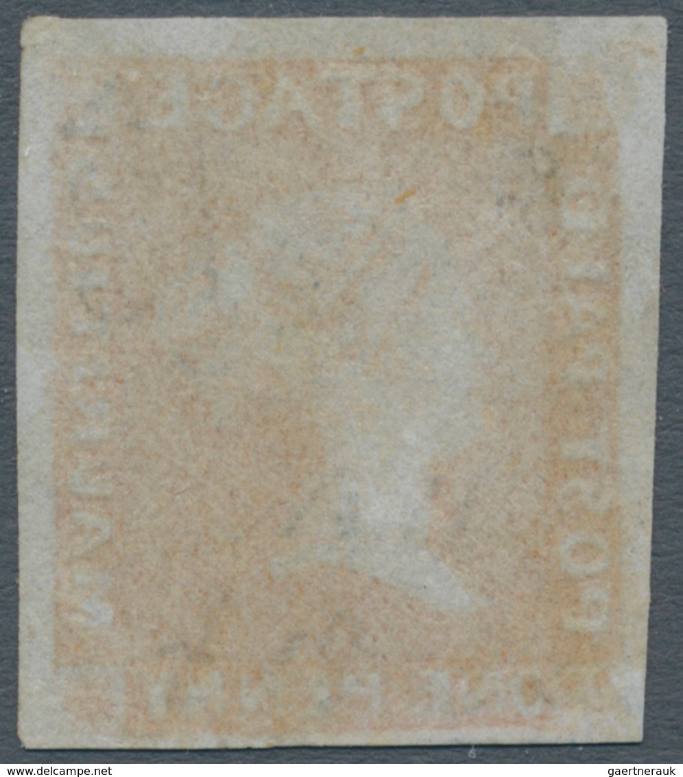 00491 Mauritius: 1848: 1 D "POST PAID" Bright Vermillion On Greyish Paper Without Watermark, Early Interme - Mauricio (...-1967)