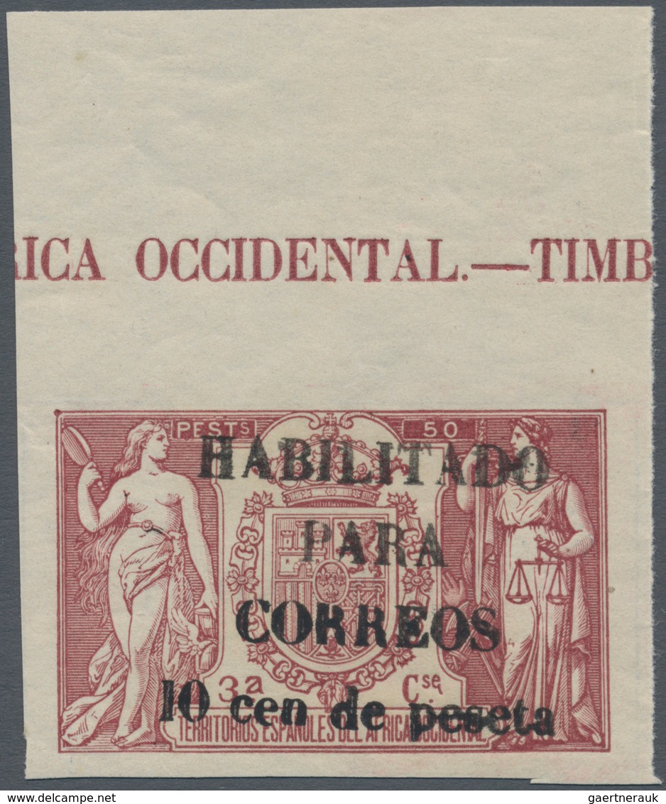 00494 Spanisch-Guinea: 1904, 10c. On 50pts. Purple-brown, Revaluation Overprint On Fiscal Stamp, Top Margi - Guinée Espagnole