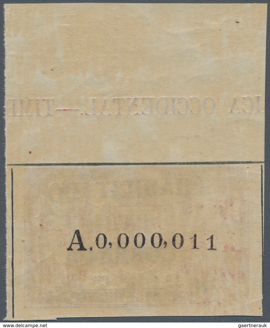 00494 Spanisch-Guinea: 1904, 10c. On 50pts. Purple-brown, Revaluation Overprint On Fiscal Stamp, Top Margi - Guinea Espagnole