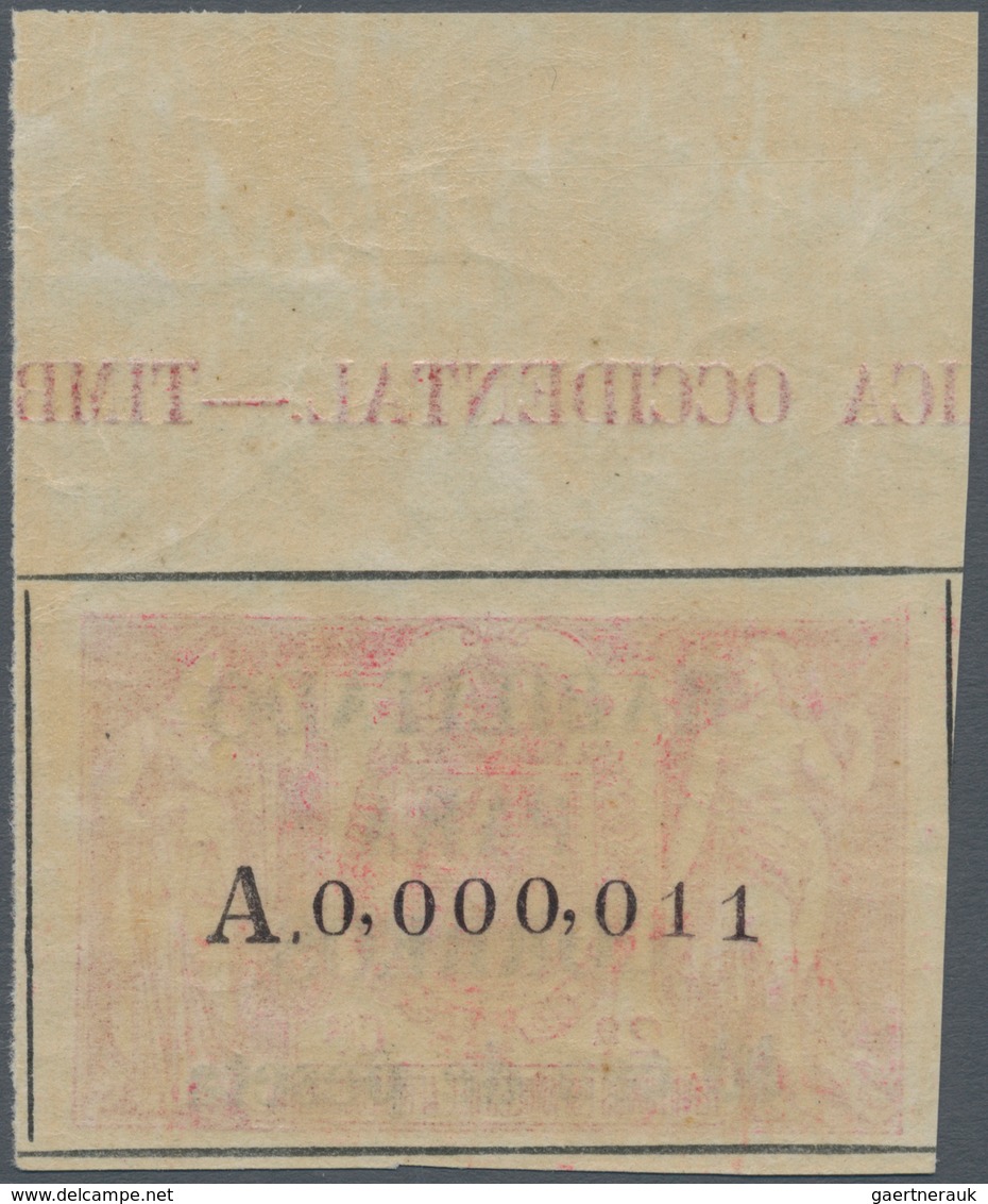 00495 Spanisch-Guinea: 1904, 10c. On 75pts. Rose, Revaluation Overprint On Fiscal Stamp, Top Marginal Copy - Guinea Espagnole