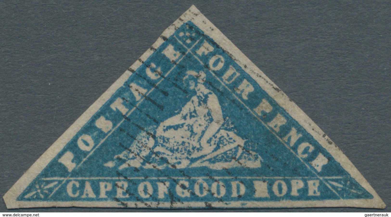 00497 Kap Der Guten Hoffnung: 1861. 4 Pence "Hope" Blue, Intense Color, Wide Margins All Around, Tied By F - Cape Of Good Hope (1853-1904)