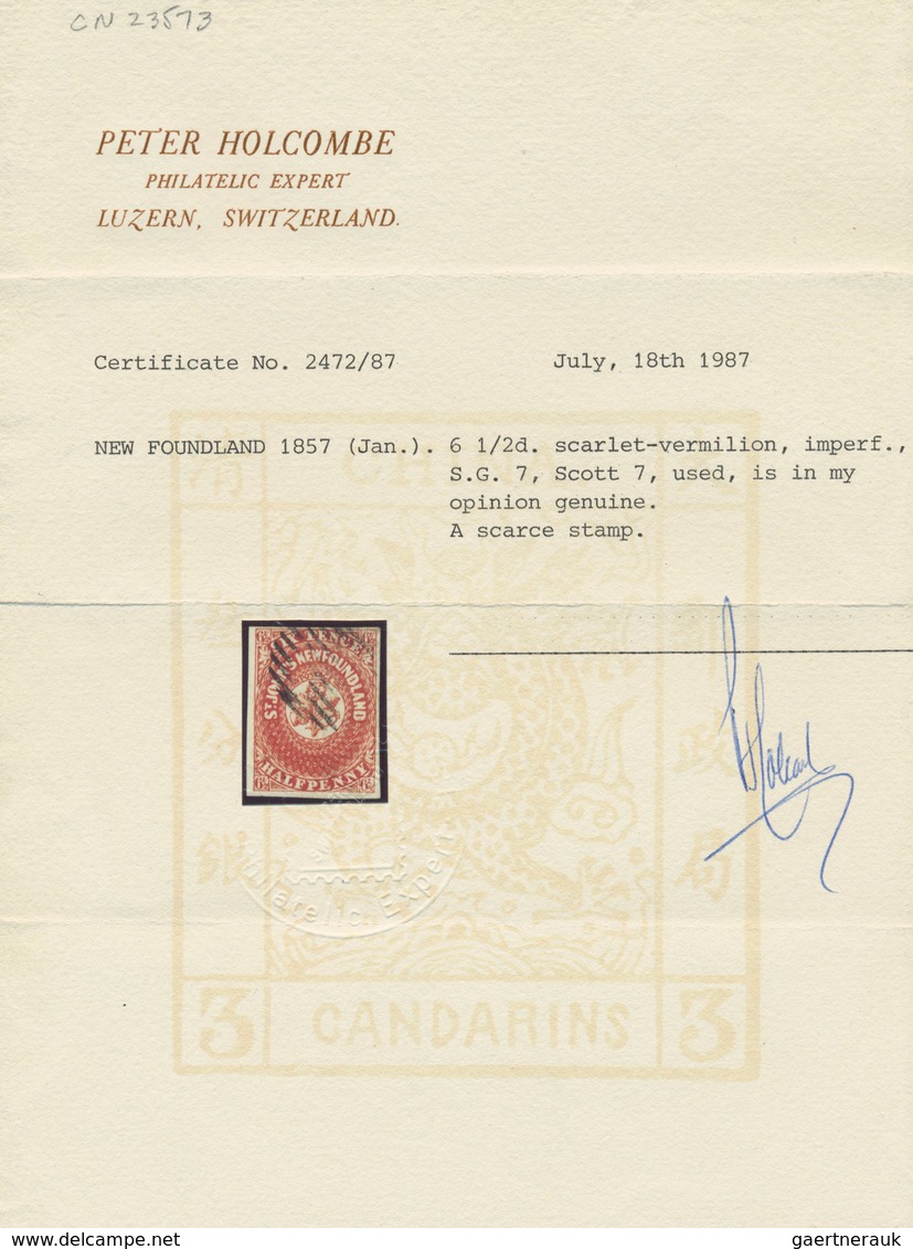 00505 Neufundland: 1857, 6½d. Scarlet-vermilion, Mainly Fesh Colour With Slight Oxidation, Close To Full M - 1857-1861