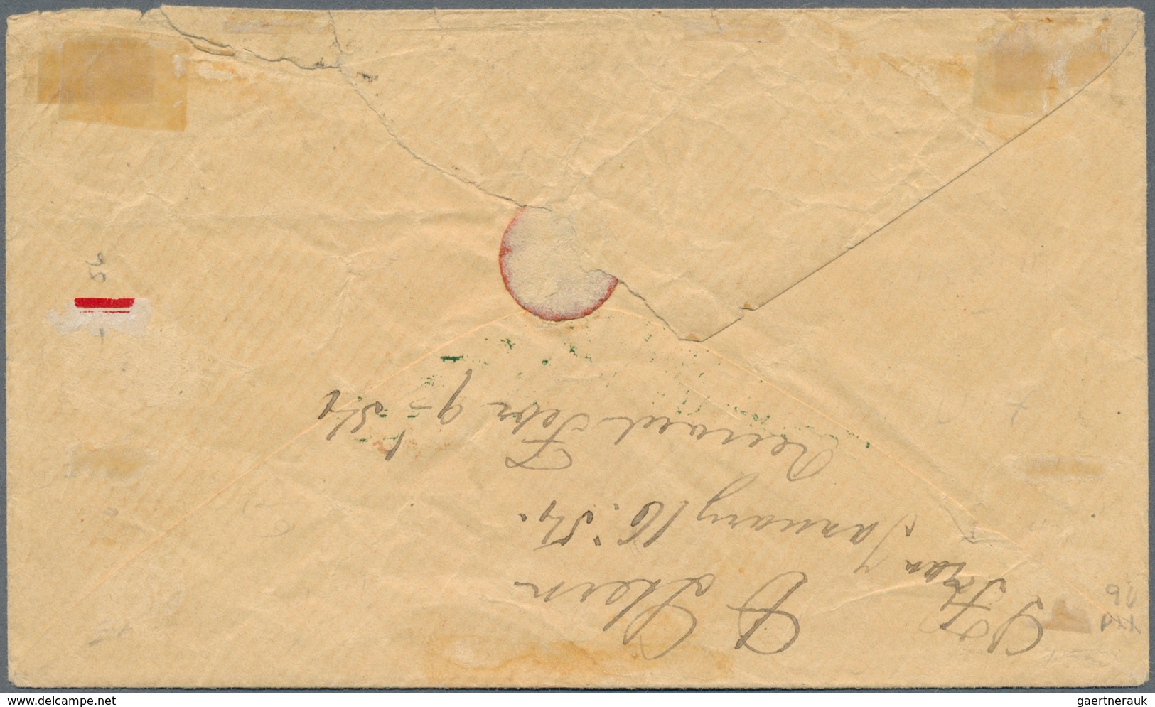 00511 Nicaragua: 1854, US 6.c Green Postal Stationery Envelope Tied By Doubleline "STEAM / SHIP" And "VIA - Nicaragua