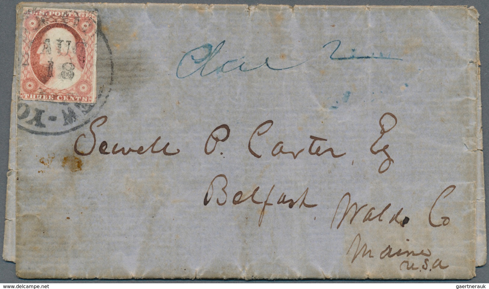 00512 Nicaragua: 1855, "William Walker Expedition & Conquest Of Nicaragua" : US 3.c On Folded Envelope Fro - Nicaragua