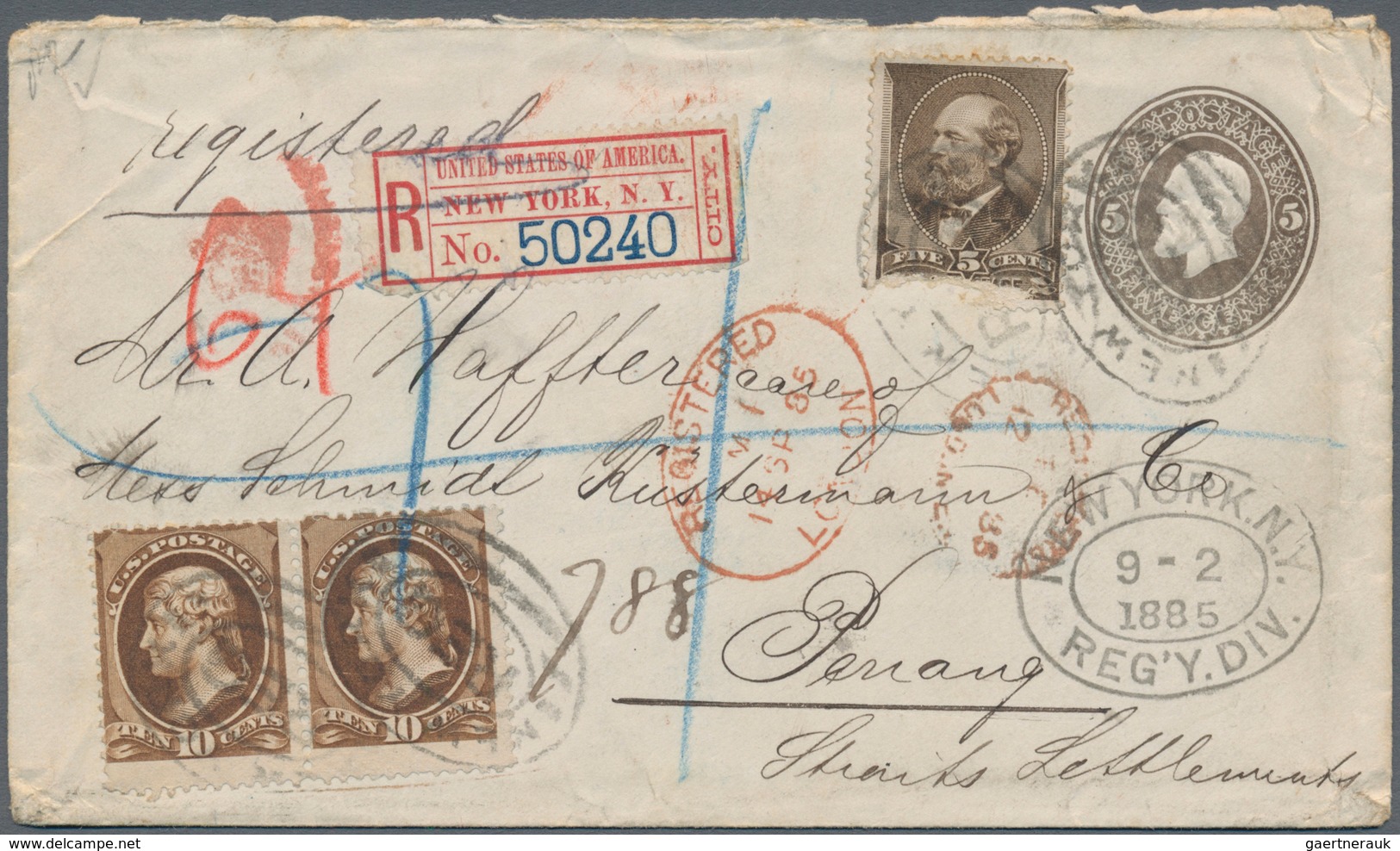 00518 Vereinigte Staaten Von Amerika: 1882, 5c Yellow Brown (defective) And Pair Of 10c Brown Tied To 5c G - Sonstige & Ohne Zuordnung