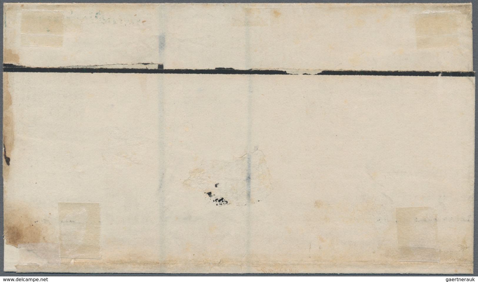 00528 Argentinien: 1864 5c. Pale Red, Narrow "C", Horizontal Strip Of Three Used On Folded Mourning Letter - Andere & Zonder Classificatie