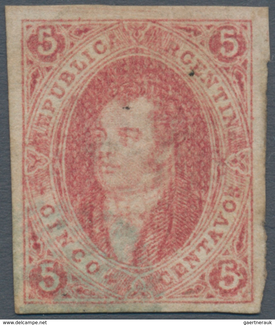 00530 Argentinien: 1864 'Rivadavia' 5c. Brown-rose, 1st Issue, Variety WATERMARK REVERSED, Used And Cancel - Other & Unclassified