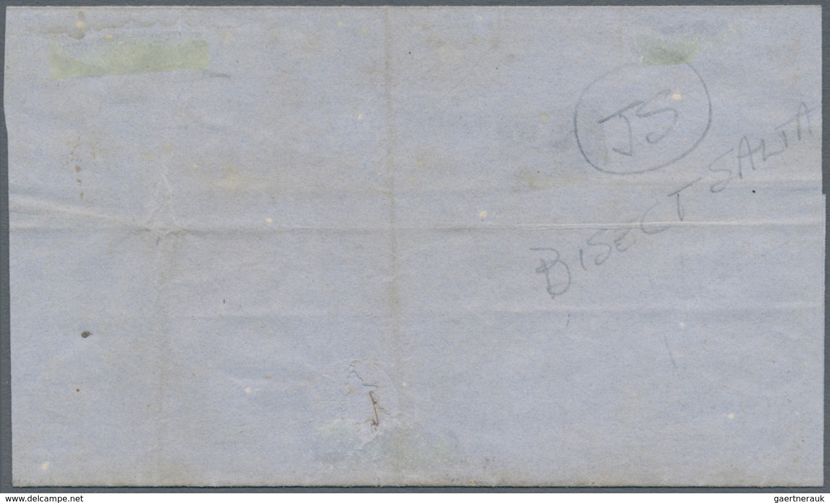00535 Argentinien: 1864 'Rivadavia' 10c. Green, BISECTED DIAGONALLY Used On Large Part Of Cover To Andalga - Altri & Non Classificati
