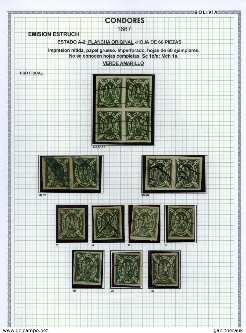 00565 Bolivien: 1867: THE CONDOR ISSUE: A Scarce And Unique Special Collection Of A Most Exciting Classica - Bolivie