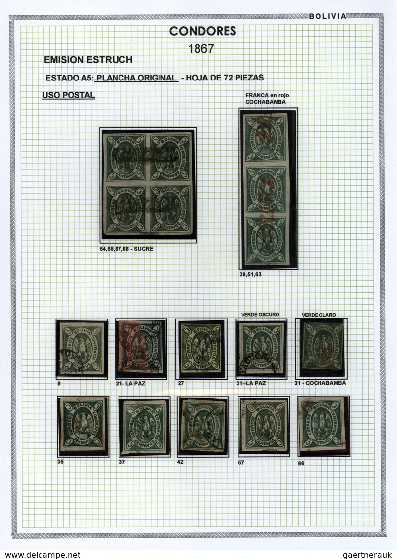 00565 Bolivien: 1867: THE CONDOR ISSUE: A scarce and unique special collection of a most exciting classica