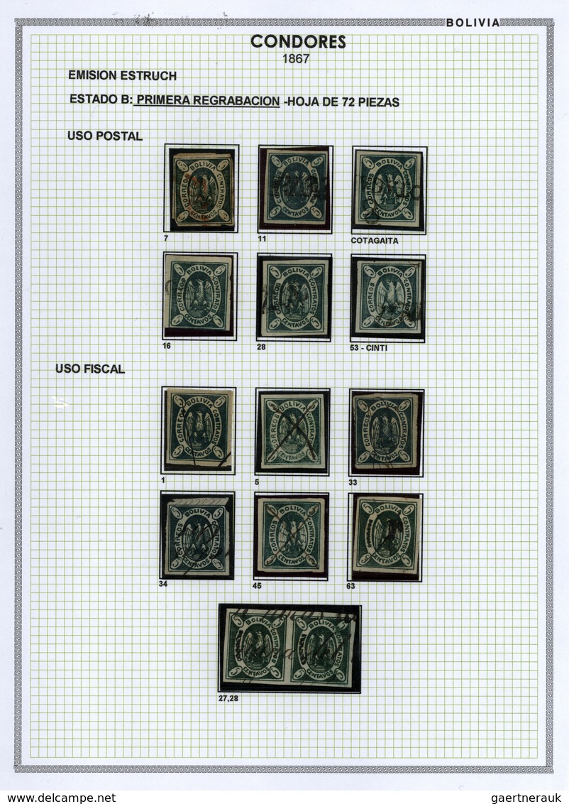 00565 Bolivien: 1867: THE CONDOR ISSUE: A scarce and unique special collection of a most exciting classica