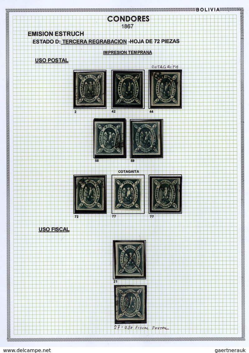 00565 Bolivien: 1867: THE CONDOR ISSUE: A scarce and unique special collection of a most exciting classica