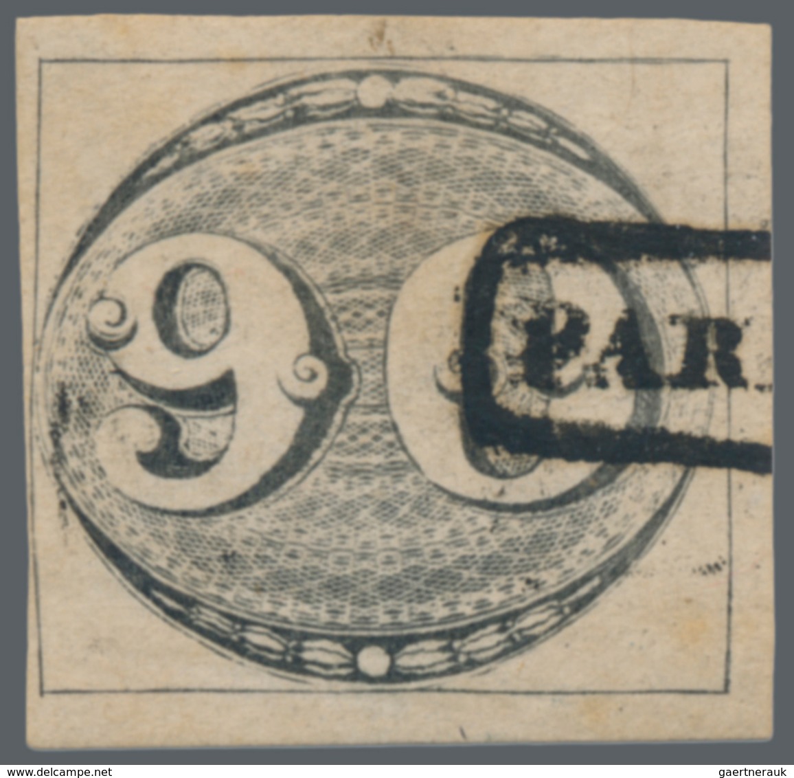 00570 Brasilien: 1843, Bull's Eye 90 R. Black On Medium Yellowish Wove Paper Without Watermark, Full To La - Other & Unclassified