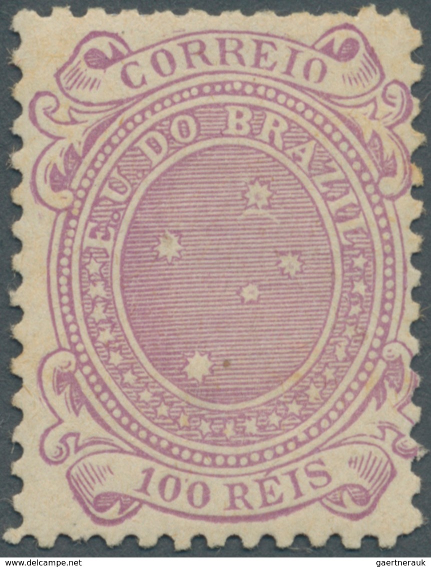 00584 Brasilien: 1890, 100r. Lilac, Rare Wide Perforation 11, Fresh Colour, Normally Perforated With Some - Other & Unclassified