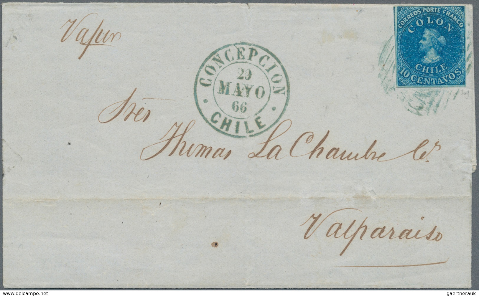 00593 Chile: 1853/1867, COLON HEADS, the outstanding collection of first issues incl. 1853 5c. used on ent