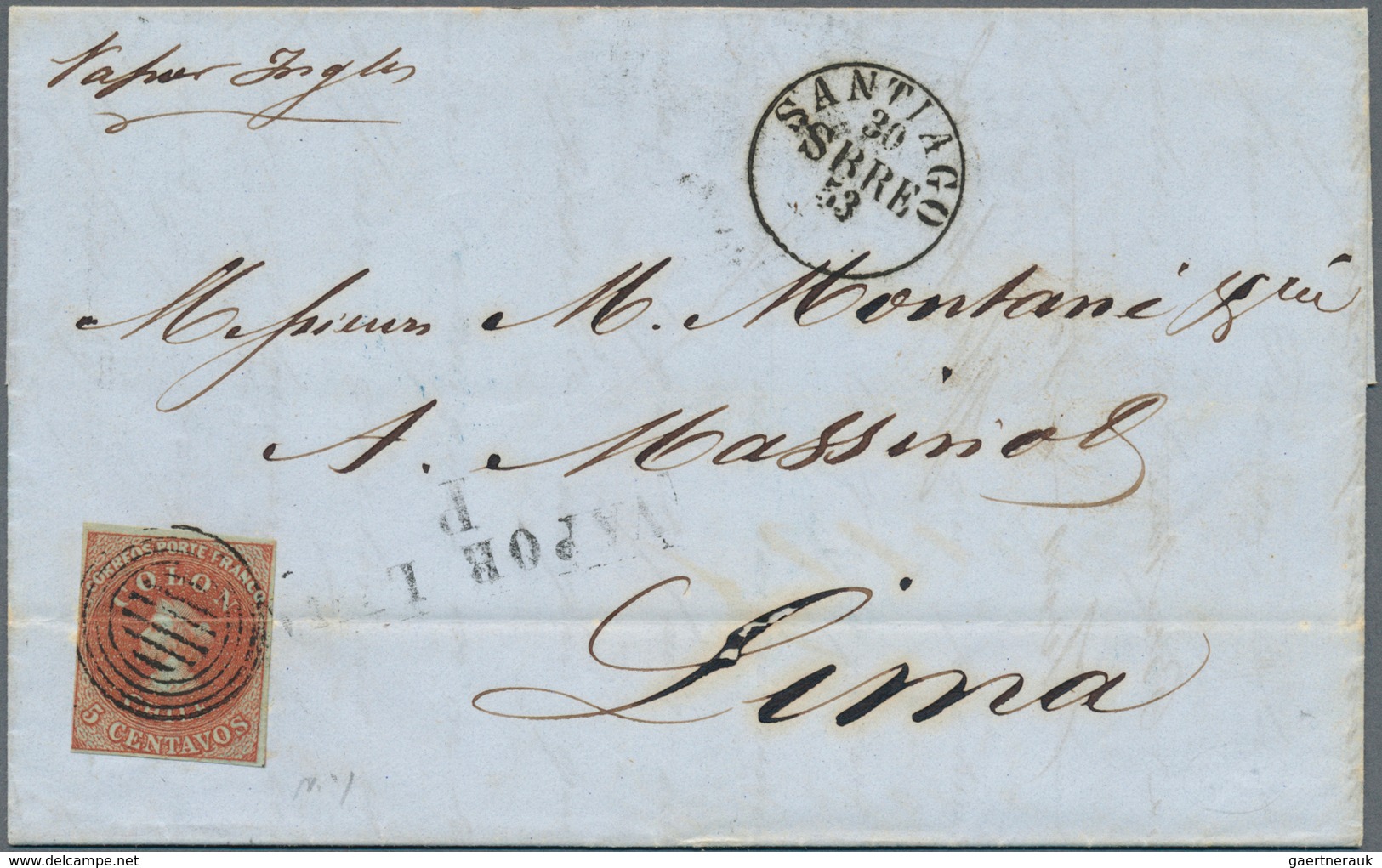 00593 Chile: 1853/1867, COLON HEADS, the outstanding collection of first issues incl. 1853 5c. used on ent