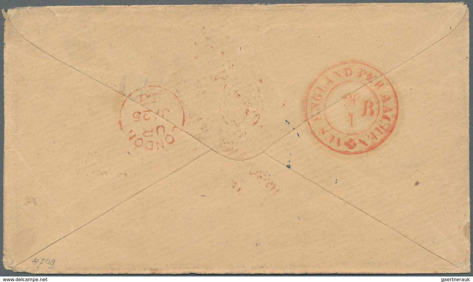 00600 Falklandinseln: 1857 Cover Endorsed "Port Stanley/18 November 1857" And Sent By Falkland Lslands Com - Falklandinseln