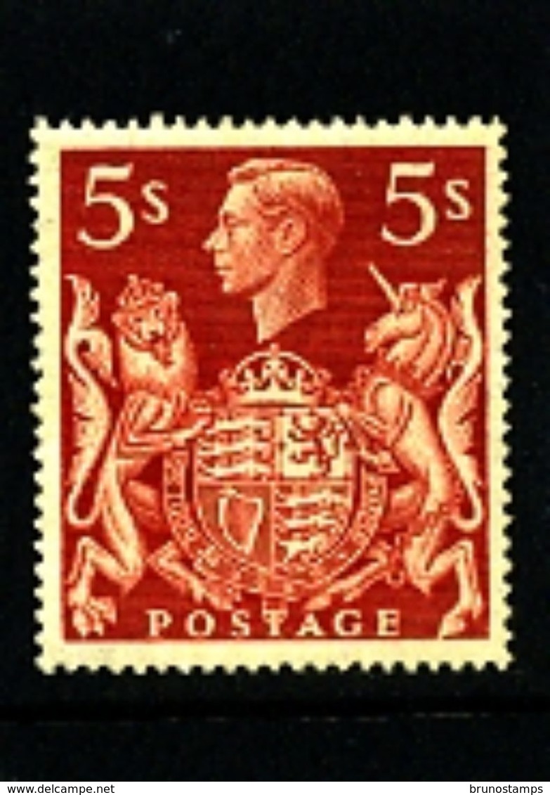 GREAT BRITAIN - 1939  KGVI  5s RED  MINT NH - Nuovi