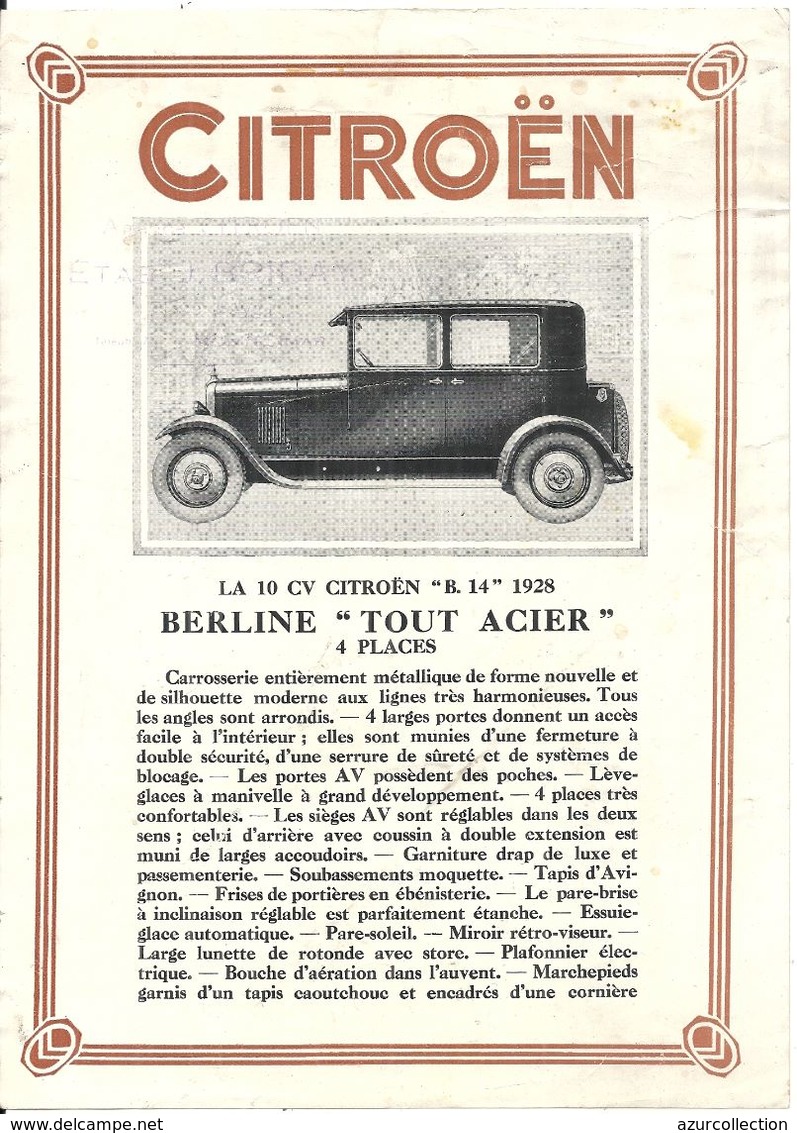 10 CV CITROEN 1928 - Publicités