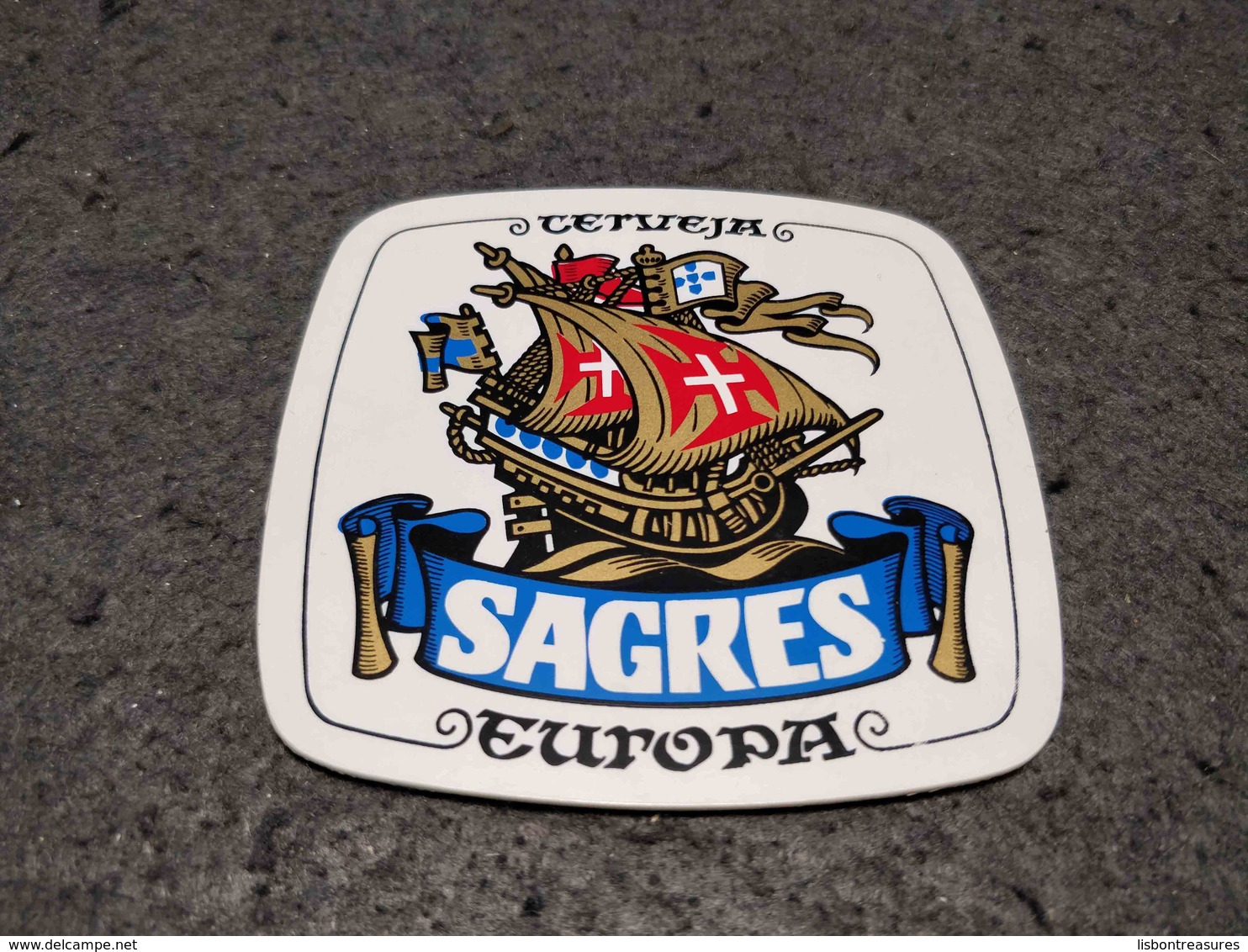 RARE VINTAGE PORTUGAL PLASTIC COASTER BEER CERVEJA SAGRES EUROPA - Beer Mats