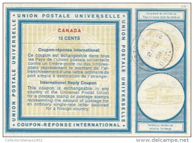 72172- INTERNATIONAL REPLY COUPON, WESTON, 1968, CANADA - Reply Coupons