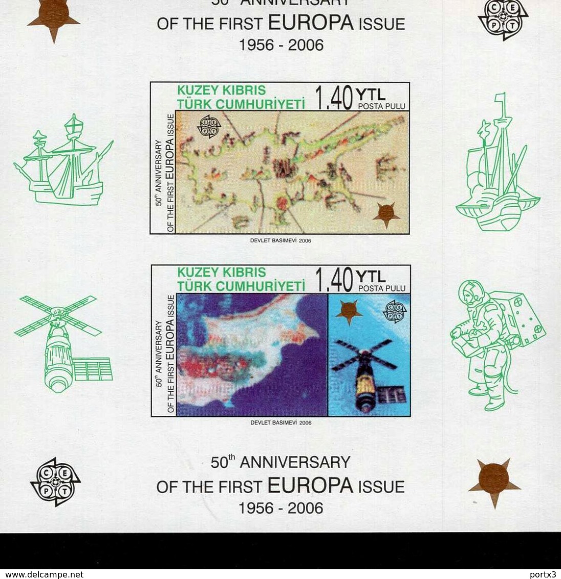 CEPT 50 Jahre Europamarken Türkisch Zypern Block 24 B  MNH ** Postfrisch - 2005