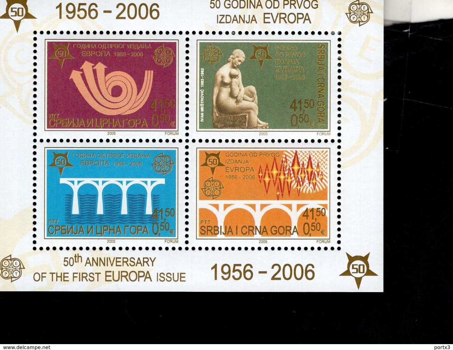 CEPT 50 Jahre Europamarken Jugoslavien Block 60  MNH ** Postfrisch - 2005