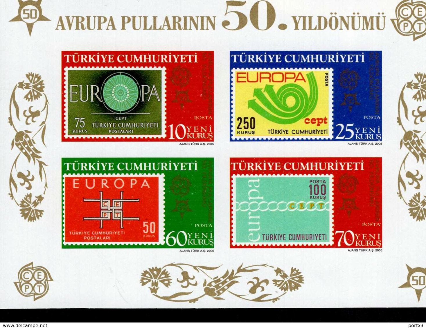 CEPT 50 Jahre Europamarken Türkei Block 58 A  MNH ** Postfrisch - 2005