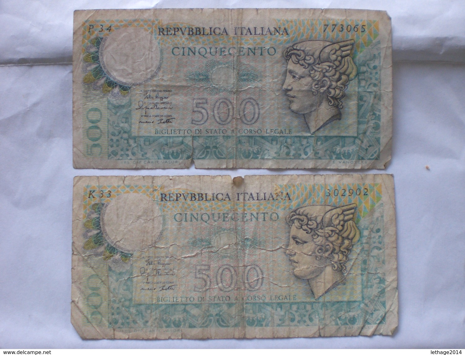 MONEY PAPER CARTA MONETA ITALIA 500 LIRE X 2 TAGG. - 500 Lire