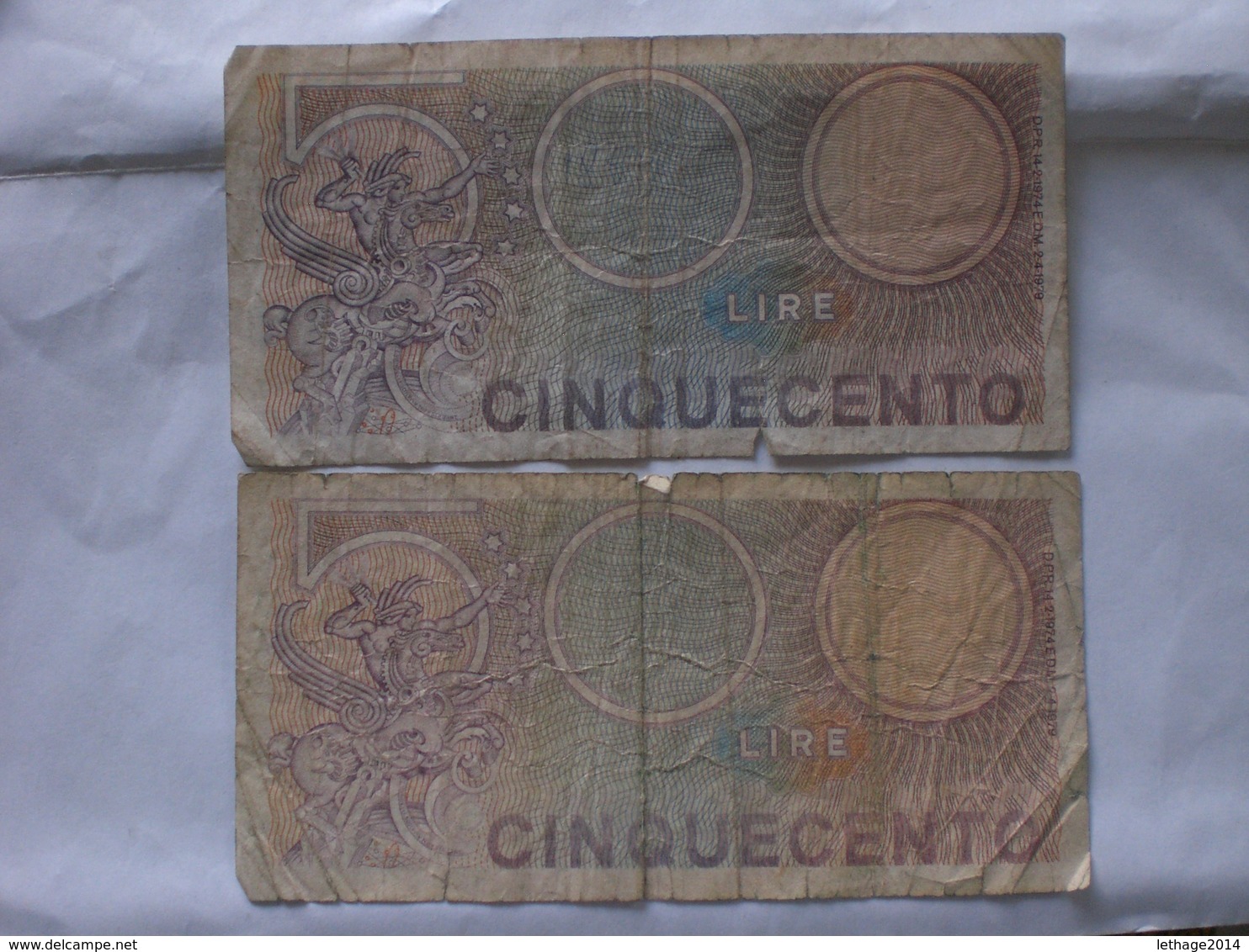 MONEY PAPER CARTA MONETA ITALIA 500 LIRE X 2 TAGG. - 500 Lire