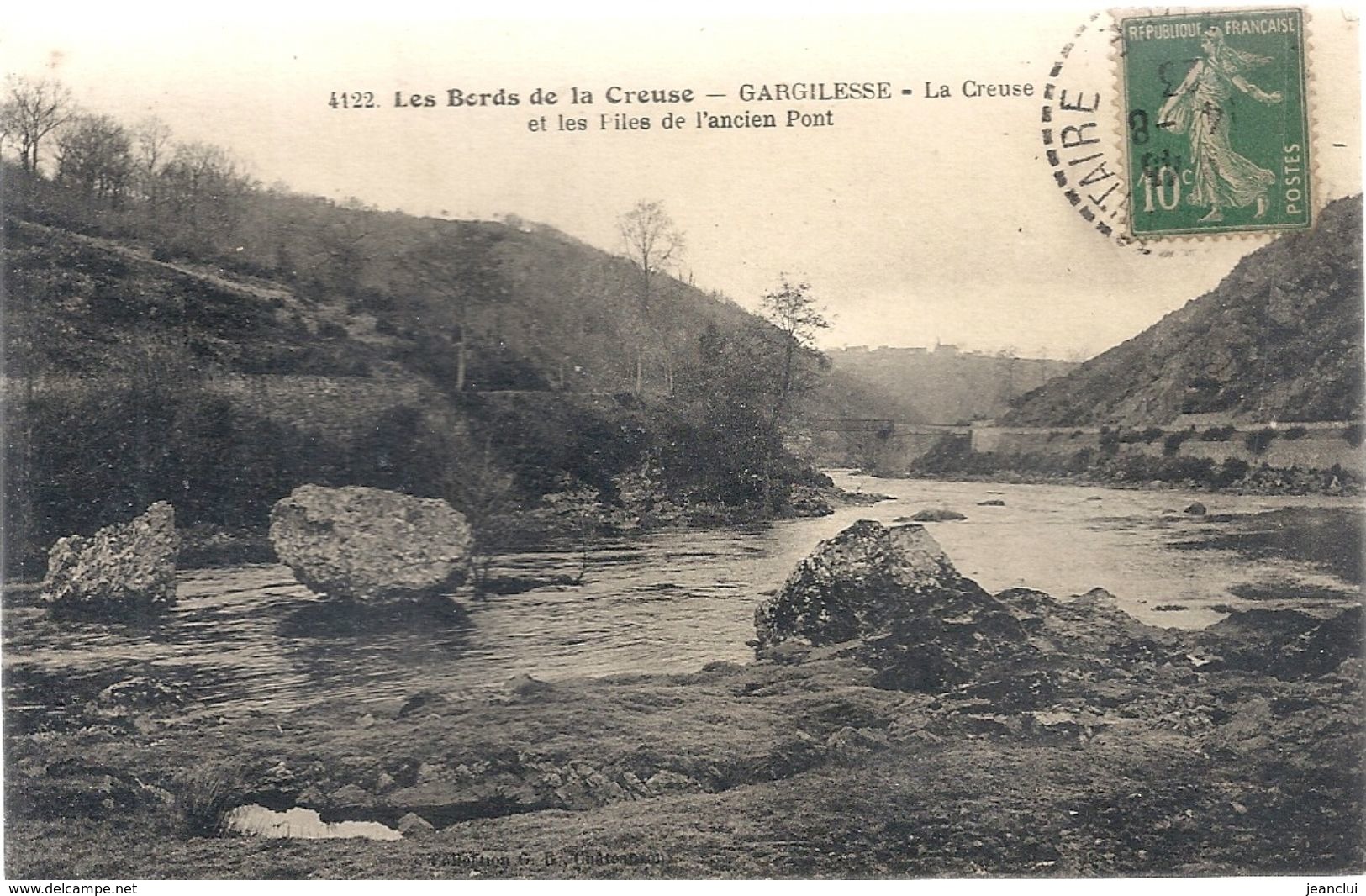 LES BORDS DE LA CREUSE . GARGILESSE . LA CREUSE ET LES ILES DE L'ANCIEN PONT .AFFR SUR RECTO LE 14-8-1923 - Autres & Non Classés