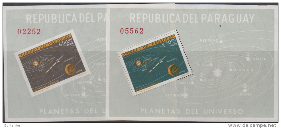 PARAGUAY  - 1962- SOLAR SYSTEM   SOUVENIR SHEETS PERF &amp; IMPERFORATE MNH - Paraguay