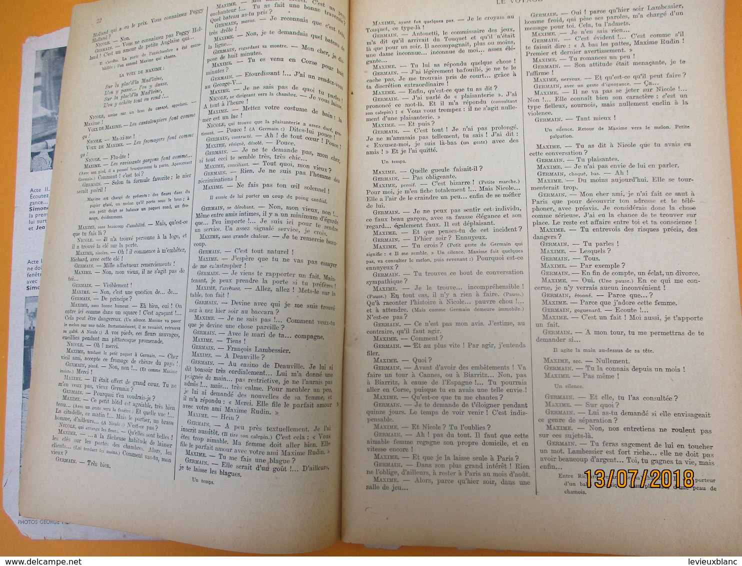 Théatre/ Paris Théatre N°45/ Ambassadeurs/ Henri BERNSTEIN/ Le Voyage/JP Aumont/S Renant/Texte Intégral/ 1951     CAT230 - Autres & Non Classés