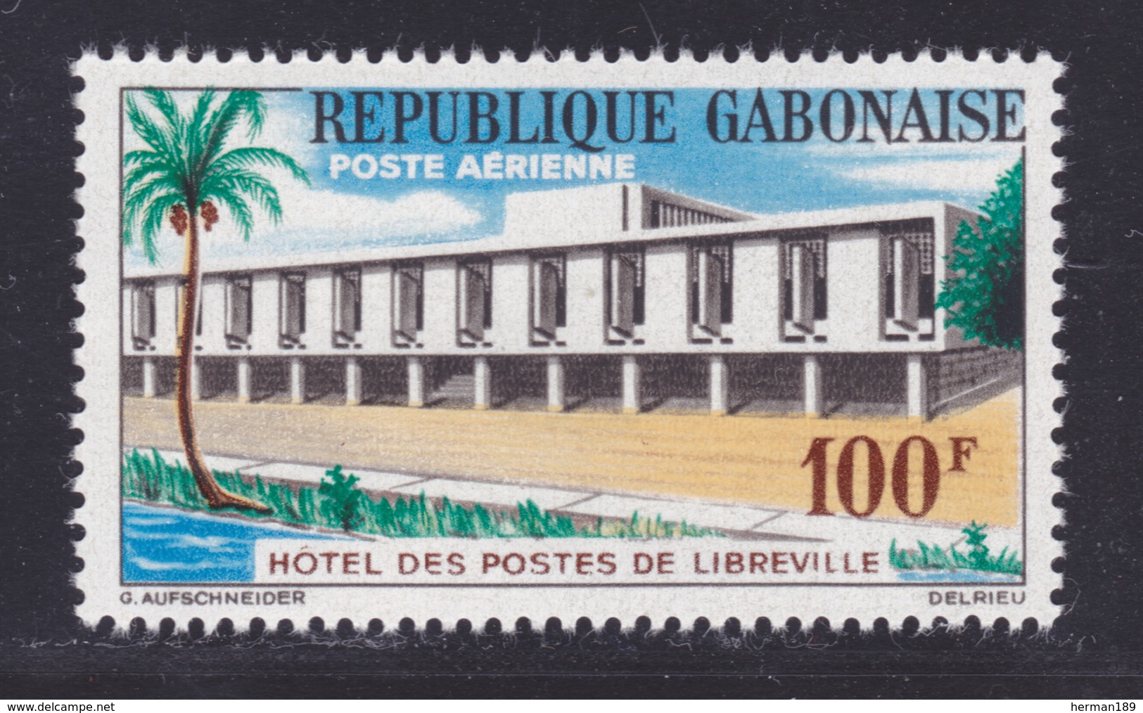 GABON AERIENS N°   12 ** MNH Neuf Sans Charnière, TB (D7530) Centenaire De La Poste Au Gabon 1963 - Gabon (1960-...)