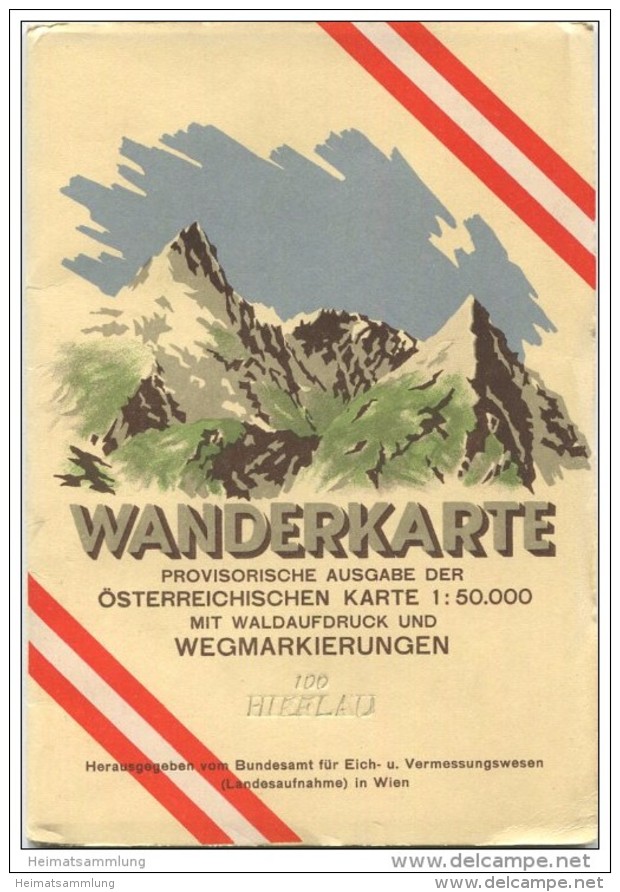 100 Hieflau 1952 - Wanderkarte Mit Umschlag - Provisorische Ausgabe Der Österreichischen Karte 1:50.000 - Herausgegeben - Landkarten