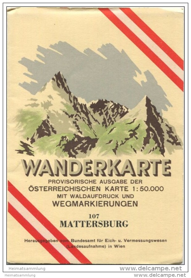 107 Mattersburg 1955 - Wanderkarte Mit Umschlag - Provisorische Ausgabe Der Österreichischen Karte 1:50.000 - Herausgege - Landkarten