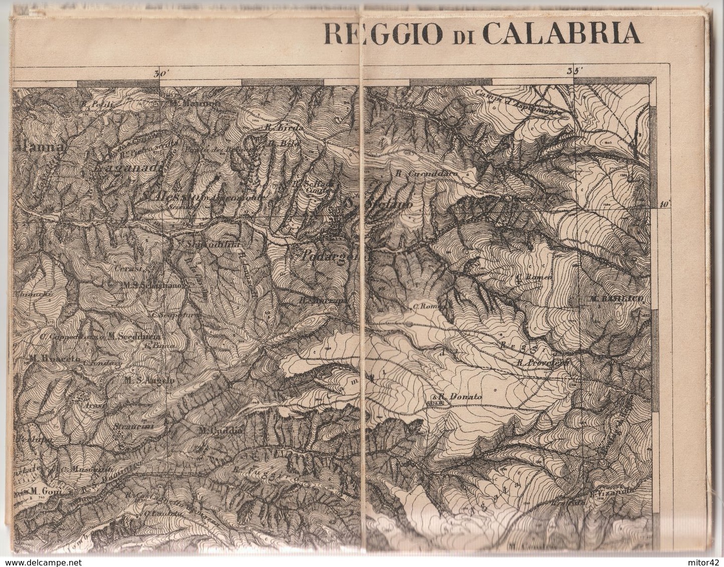 1-Cartina Geografica Del 1876 Di Reggio Calabria In Carta Telata Cm74 X 57 - Carte Geographique